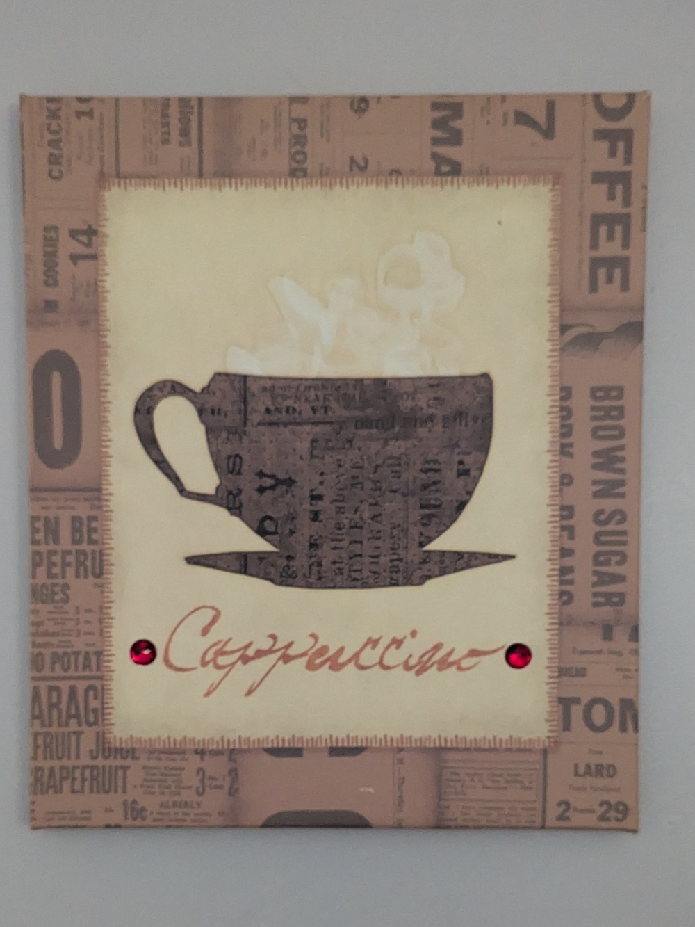 Cappuccino Wall Art Print in Brown and Cream - Kitchen Decor